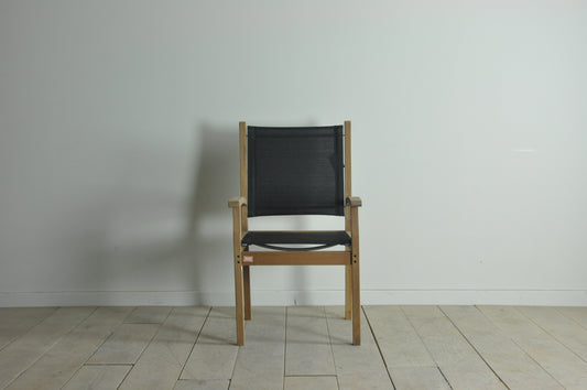 Neptune teak carver chair with black textylene seat and back